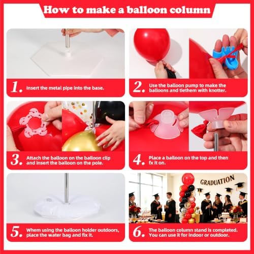 Red and Black Gold Balloon Column Stand Kit Set of 2 for Floor - Image 5
