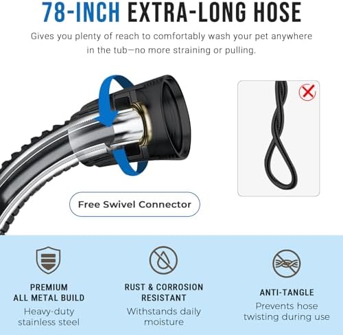 G-Promise 2 Mode Dog Shower Attachment with Extra Long Hose Adhesive Mount - Image 4