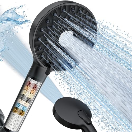 Magichome Shower Head with Handheld, High Pressure 10-Spray Detachable Chrome Showerhead with Stainless Steel Hose, Black by Magichome