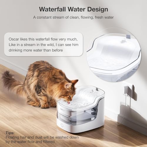 PETGUGU Cat Water Fountain with 3 Packs Replacement Filters, App Monitoring Automatic Pet Water Dispenser,Wireless Pump, 8-Layer Filtration BPA-Free with 2.4GHz WiFi Cat Water Bowl Dispenser - Image 7