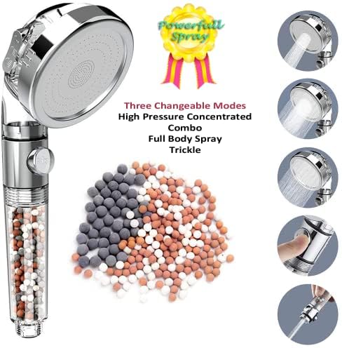IHAO Filter Showerhead with Bracket Metal Hose High Pressure Handheld Shower Purifying Hard Water Softener Chlorine Flouride Filter Multi Modes Changeable Shower head Fresh Dry Skin & Hair Loss - Image 2