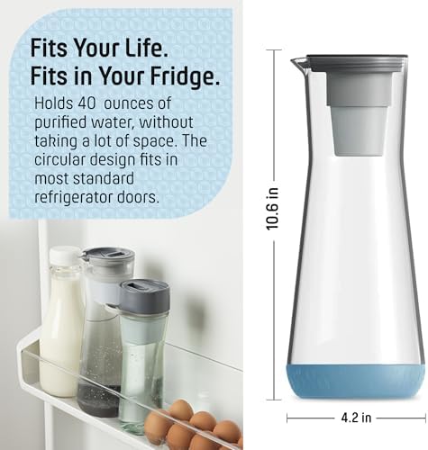 Hydros Water Filter Pitcher, 40 oz Slim Design, Patented Fast Flo Tech, Dishwasher Safe, Fills in Just 40 Seconds, BPA Free, 5 Cup Capacity, Blue - Image 4