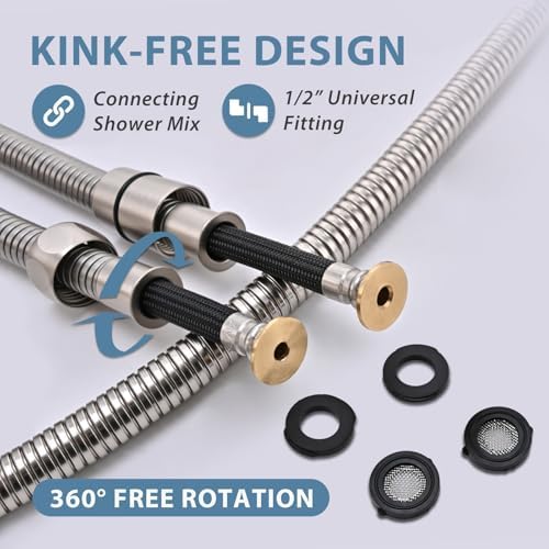 23 Inches 304 Stainless Steel Shower Hose Extra Short Brushed Nickel - Image 2