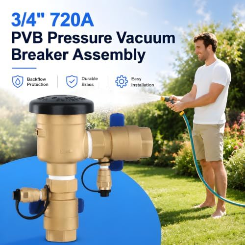 4 Pack 3/4 Inch Backflow Preventer, Brass Pressure Vacuum Breaker Assembly, 400 PSI Sprinkler Backflow Valve for Lawn Irrigation, Garden Water Lines and Outdoor Anti-Siphon Protection - Image 6