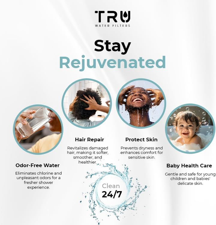 TRU High Output Shower Filter - Reduces Chlorine and other Harmful Sediments. Relieves dry and itchy skin, while Improving the health of your Hair, Skin, and Nails (Black) - Image 3