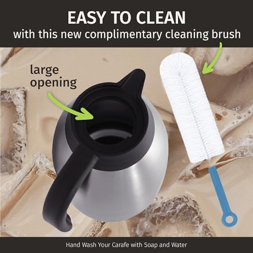 Thermal Coffee Carafe 2L/68 oz Insulated Stainless Steel w/Cleaning Brush - Image 4