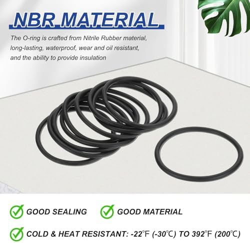 PATIKIL Silicone O Rings, 10 Pcs 2" OD 1.8" ID 0.12" Width Sealing O Ring Gasket Washers for Bathroom Sink Compressor Valves Pipe Hose Repair, Black (52x45.8x3.1mm) - Image 3