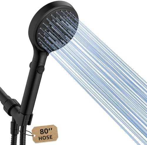 FASDUNT Shower Head with Handheld, High Pressure Showerhead with Hose Black by FASDUNT