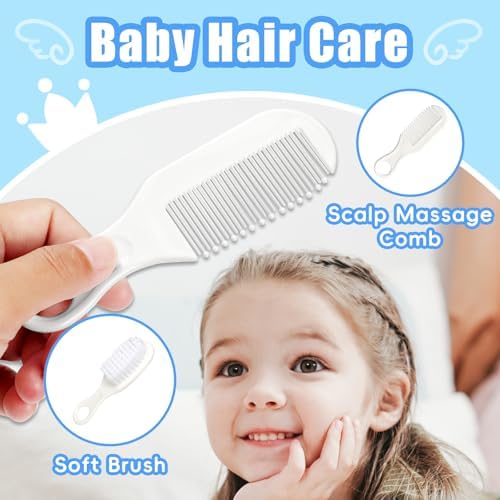Baby Healthcare and Grooming Kit, Baby Safety Care Set, Baby Electric Nail Trimmer Set Newborn Nursery Health Care Set for Newborn Infant Toddlers Baby Boys Girls Kids (Grey White-18 Kits) - Image 6