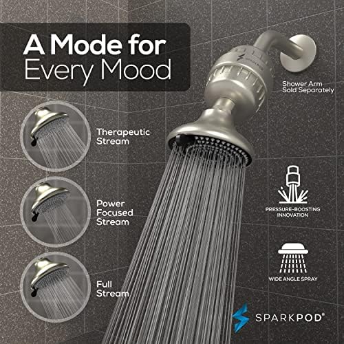 SparkPod Filtered Shower Head Set for Hair & Skin, 3 Spray Settings, Round - Image 4