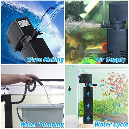 Aquarium Filter for 55-150 Gal. Tank Crystal 300GPH Biochemical Filtration Powerful Pump Submersible Internal Fish Tank Filters Large Tank Pond Clear Wavemaker Air Supply 4 in 1 - Image 3