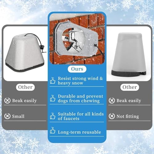 4 Pack 2026 Upgrade Extra Large Outdoor Faucet Cover for Winter Freeze Protection 8.5x7x5.5in Thick Plastic Foam Hose Bib Spigot Cover Winter Insulated with Reflective Strips (Gray) - Image 6