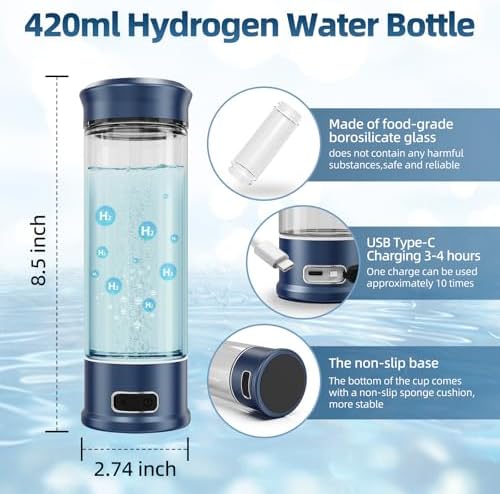 Hydrogen Water Bottle, 1500ppb Hydrogen Water Machine with SPE/PEM Technology, Alternative for Hydrogen Water Pitcher, Water Ionizer, Hydro Water Bottle for Health - Image 6