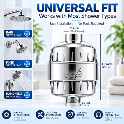 Shower Water Filter Shower Filter for Hard Water- Chrome - Image 2