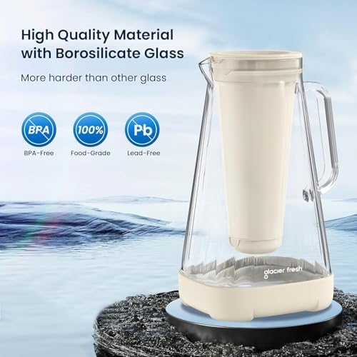GLACIER FRESH 10 - Cup Purela Glass Water Pitcher With 2 Filters, White - Image 3