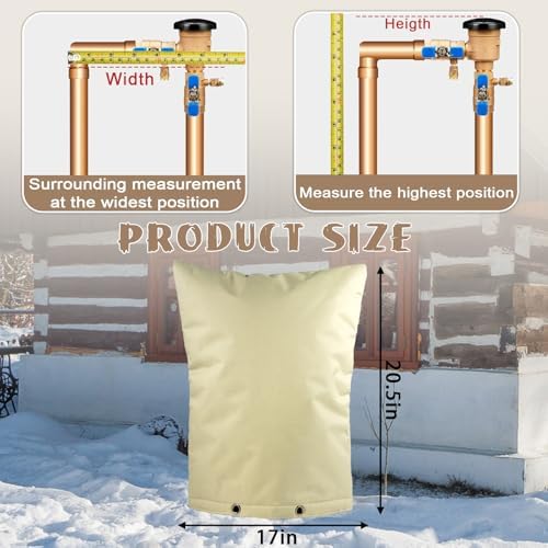 Backflow Preventer Insulation Cover,17" W x 20.5" H with Aluminum Foil Backflow Cover for Irrigation Back Flow Valve in Winter or Sun Exposure,Winter Pipe Freeze Protection - Image 2