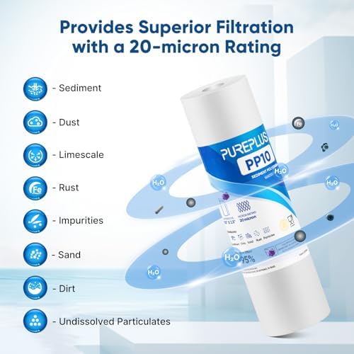 PUREPLUS 20 Micron 10"x2.5" Whole House Sediment Water Filter PP10 4 Pack - Image 6