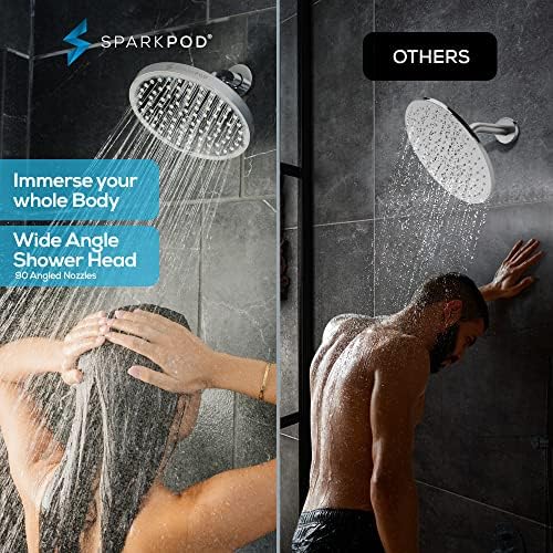 SparkPod Rain Shower Head, 8 Inch Round, Luxury Polished Chrome Finish - Image 2