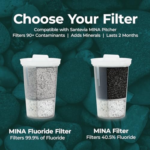 Single Replacement MINA Alkaline Water Fluoride Filter by Santevia | Single at Home Water Pitcher Filter Adds Minerals | Fluoride, Chlorine & Lead Filteration | American Filtration Media - Image 3