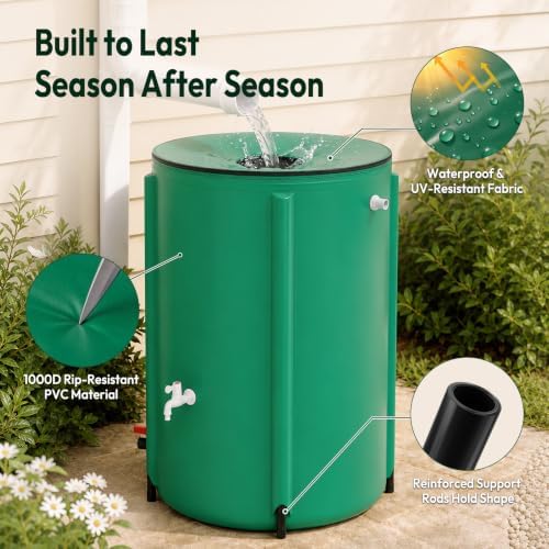 VINGLI Collapsible Rain Barrel Portable Rain Water Collection (Green, 132 Gallon) - Image 2