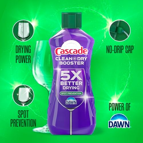 Cascade Rinse Aid Clean & Dry Booster Dishwasher Liquid, Gel & Detergent Pods for Sparkling Clean Dishes, Dishwasher Soap Tablets & Rinse Aid Dry Booster, 30.5oz - Image 3