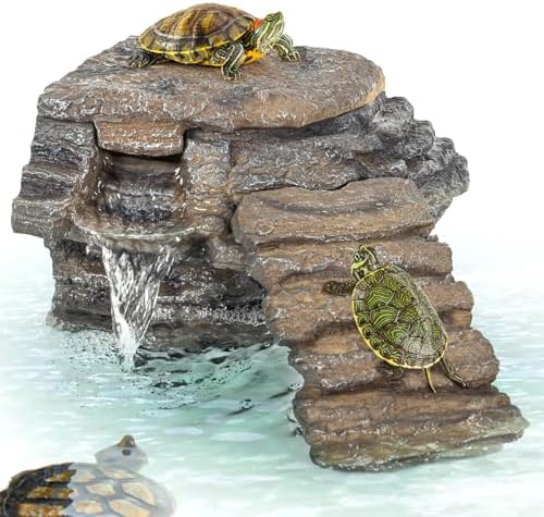 REPTIZOO Turtle Tank Filter, 120GPH Turtle Filter Basking Platform with Detachable Bridge for Climbing Ramps and Diving, Quiet Aquatic Reptile Filter Keeps Water Clean, Terrarium Decor by REPTIZOO