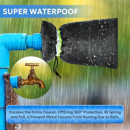 MIXC Outdoor Faucet Cover for Winter - 6 Packs 7.09''W x 10.24''H Water Socks Freeze Protection Pipe Insulation Reusable Waterproof Insulated Spigot Backflow Cover - Image 4