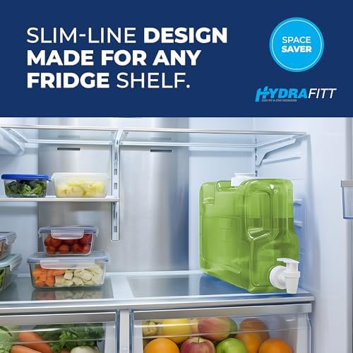 Refrigerator Water Dispenser 1.1 Gallon – Leak-Proof Slim Fridge Water Container with Spigot – BPA-Free Refillable Water Jug (Lime Green) - Image 2