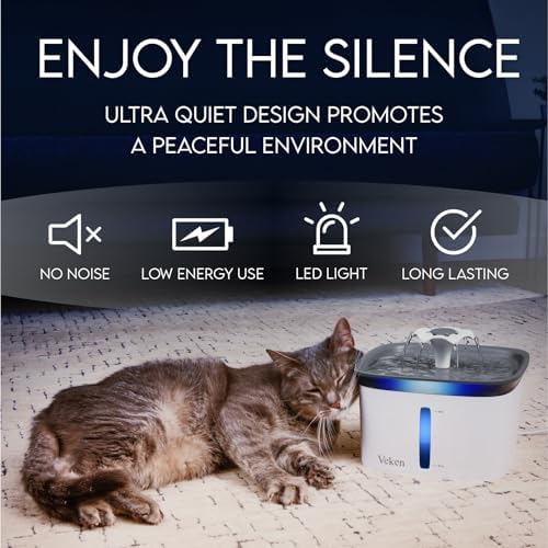 Veken Innovation Award Winner 95oz/2.8L Cat Water Fountain, C1 Classic - Image 6