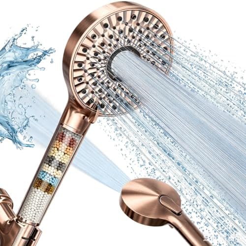 Magichome Shower Head with Handheld, High Pressure 10-Spray Detachable Chrome Showerhead with Stainless Steel Hose,Brushed Copper by Magichome