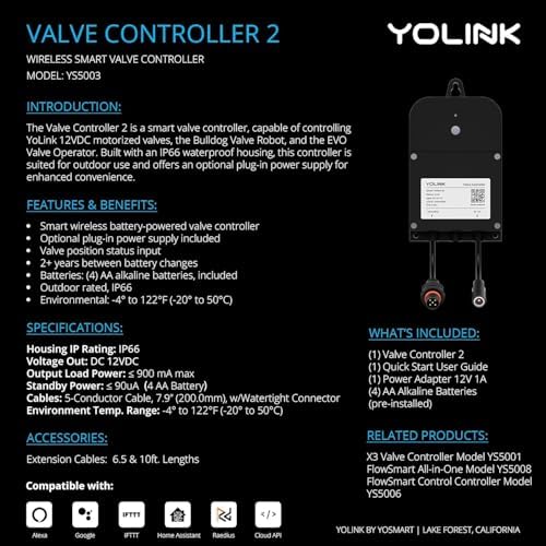 YoLink Wireless Smart Valve Control Kit, NSF Certified 1" Stainless Steel Motorized Valve - Image 3