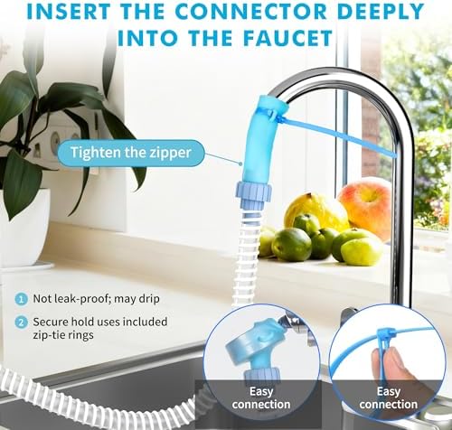 Slip-On Dog Shower Attachment for Bathtub Faucet, Ear-Tab Zip-Tie Connector, Handheld Sprayer Head, 5 ft Hose, Fits Spouts up to 3 in - Image 3