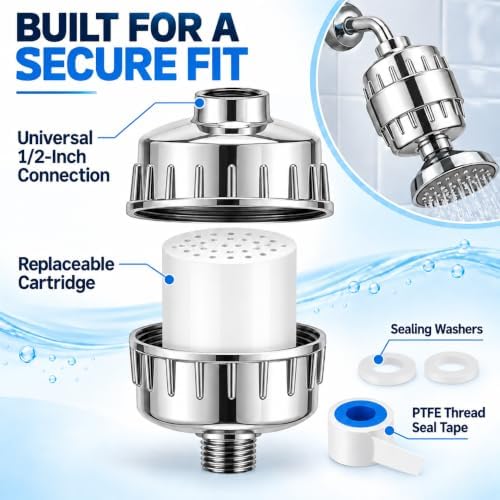 20 Stage Shower Filter for Hard Water, High Flow Shower Head Filter - Image 3