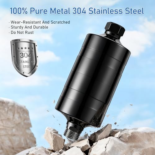 Larger Premium Metal Shower Filter, Stainless Steel 304, Clean Soft Water, Remove 99% Chlorine, Improve Your Skin Nail Hair, Easy to Install (BLACK) - Image 3