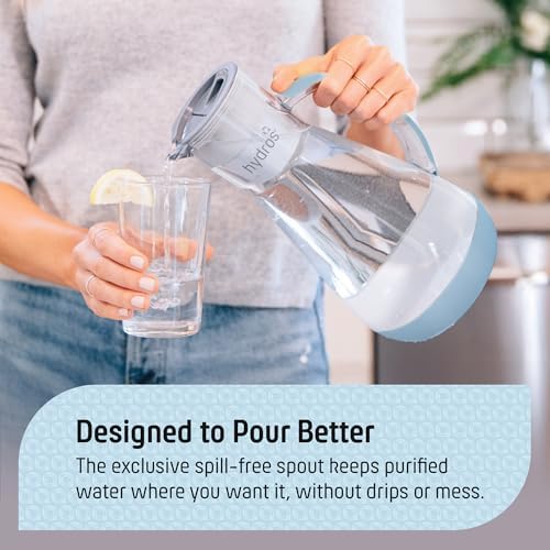 Hydros 64 Ounce Water Filter Pitcher with Patented Fast Flo Tech, 60 Second Quick Fill-Up and BPA-Free Recyclable Filter, Eight Cup Capacity, Blue - Image 3