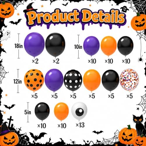 126 PCS Halloween Balloon Arch Kit, Black Orange Purple Halloween Balloons - Image 4