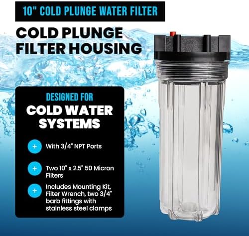 Cold Plunge Water Filter System 10" Housing 3/4" NPT Ports, 2x50 Micron - Image 2