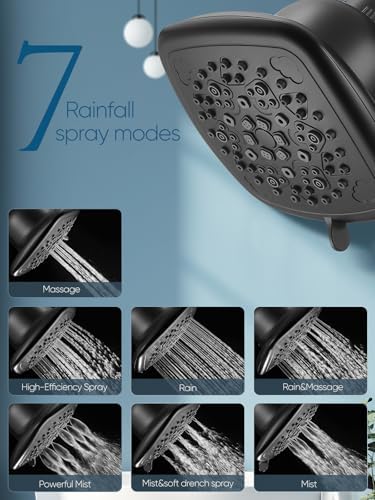 Cobbe Filtered Shower Head, 7 Modes High Pressure Shower Heads Matte Black - Image 4