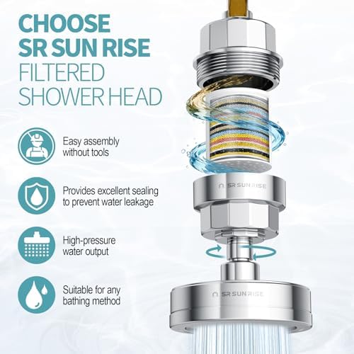 SR SUN RISE 20+3 Stage Filtered Shower Head, Reduces Chlorine, Chrome - Image 5