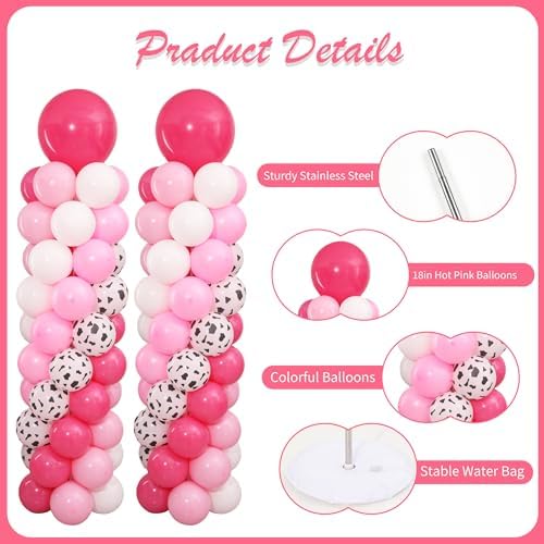 Dusty Hot Pink Cow Balloon Column Stand Kit Set of 2 for Floor - Image 5