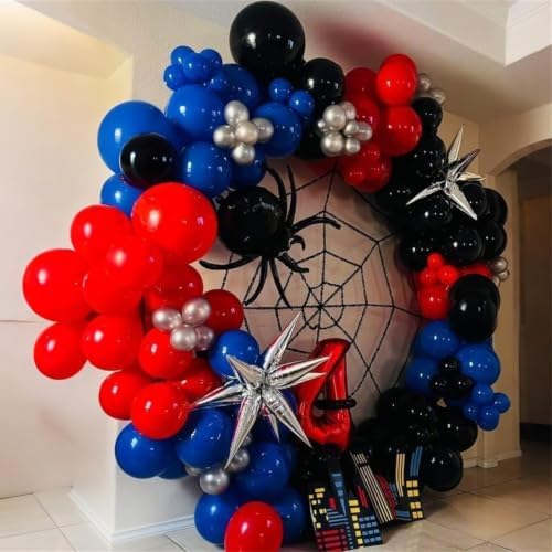 Red Blue Black Balloon Arch Kit for Spider Cool Man Birthday Decorations - Image 3