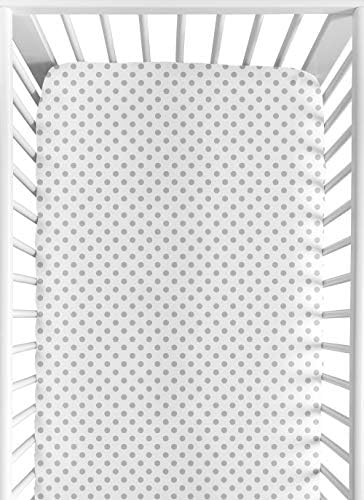 Sweet Jojo Designs Fitted Baby Crib Sheets (Grey Polka Dot) for Girls, Infant Nursery, Toddler Room - Standard Size (Gray & White Dots, for Shabby Chic, Boho, Farmhouse, Watercolor Floral Collection) by SweetJojoDesigns