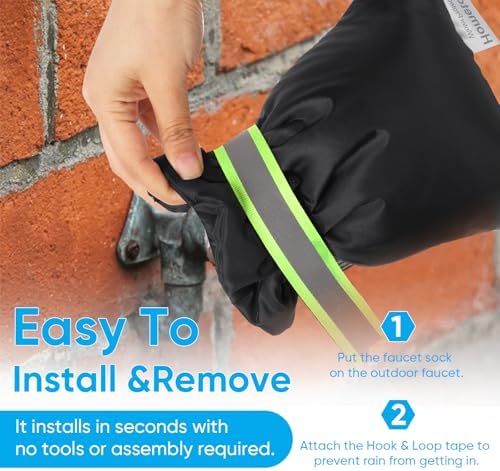 16Pack Outdoor Faucet Covers for Winter - 6.1"W x 8.3"H Outside Hose Bib Spigot Covers Protector Socks for Winter Freeze Protection Insulation Reusable Waterproof Insulated backflow Cover,Black - Image 4