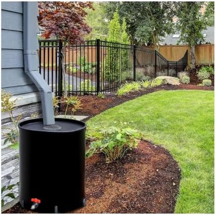 Rain Barrel Outdoor Water Storage Tank Portable Rainwater Harvesting System with Filter(Noir,200L) by Unknown