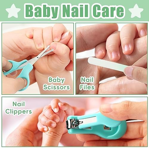 Qunlions life Baby Grooming Kit for Boys Girls Safety Newborn Nursery Essentials Grooming Set Gift for First-time Parents, Green 18 in 1 - Image 4