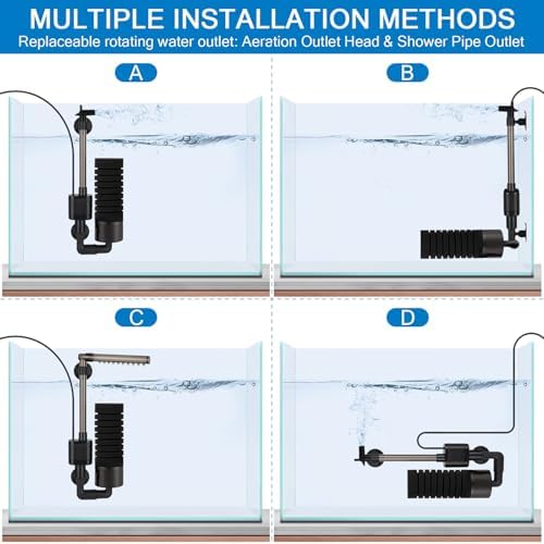 hygger USB Single Sponge Filter, Small Aquarium Filter with Adjustable Hanging Clip and Suction Cup, Duckbill Outlet, Rain Pipe Outlet, Extra Spare Sponge - Image 4