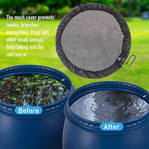 2 Pieces Mesh Cover for Rain Barrels with Drawstring, Water Collection Buckets Tank Protector, Rainwater Bucket Netting Screen Cover for Outdoor Garden, 37.4 Inches, White+Black - Image 5