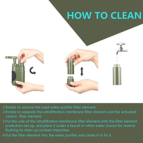 Portable Hand Pump Water Filter,100000Gallons Camping Water Filter Survival,3-Grade Backpacking Water Filter System 0.01μm Camping Water Purifier for Family-Outdoor,Emergency - Image 5