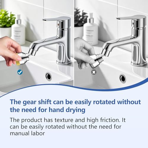 Faucet Sink Aerator/Extender/Sprayer/nozzle,Faucet Attachment Replacement for Bathroom&Kitchen, Anti-slip Swivel Aerator with 55/64" Threaded Adapter (Standard Silver) - Image 6