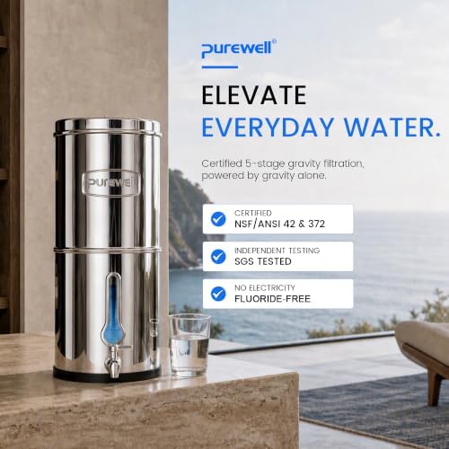 Purewell 5-Stage Gravity Water Filter System, Fluoride-Reduction Technology - Image 2